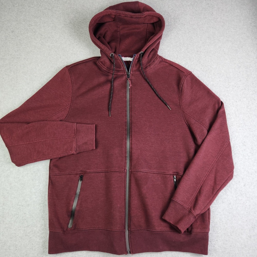Aeropostale Hoodie Mens XL Burgundy Marled Fleece Lined Outdoor Full Zip